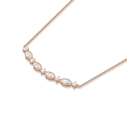 Bridal rose gold necklace with artistic design