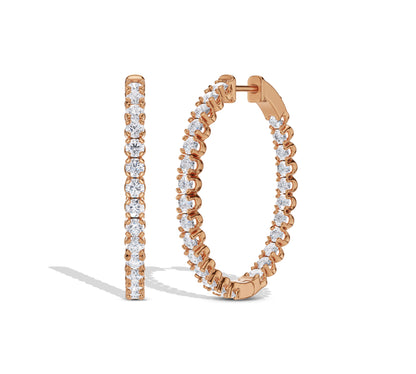 Full view of round cut diamond hoops