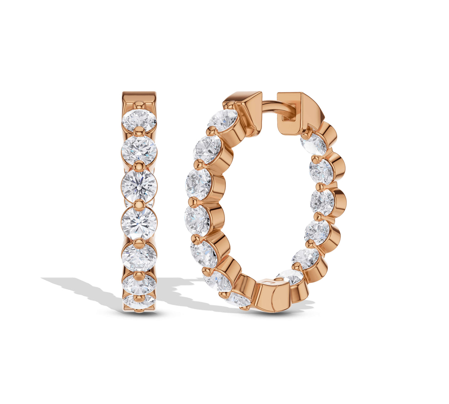Sparkling eternity earrings in rose gold setting