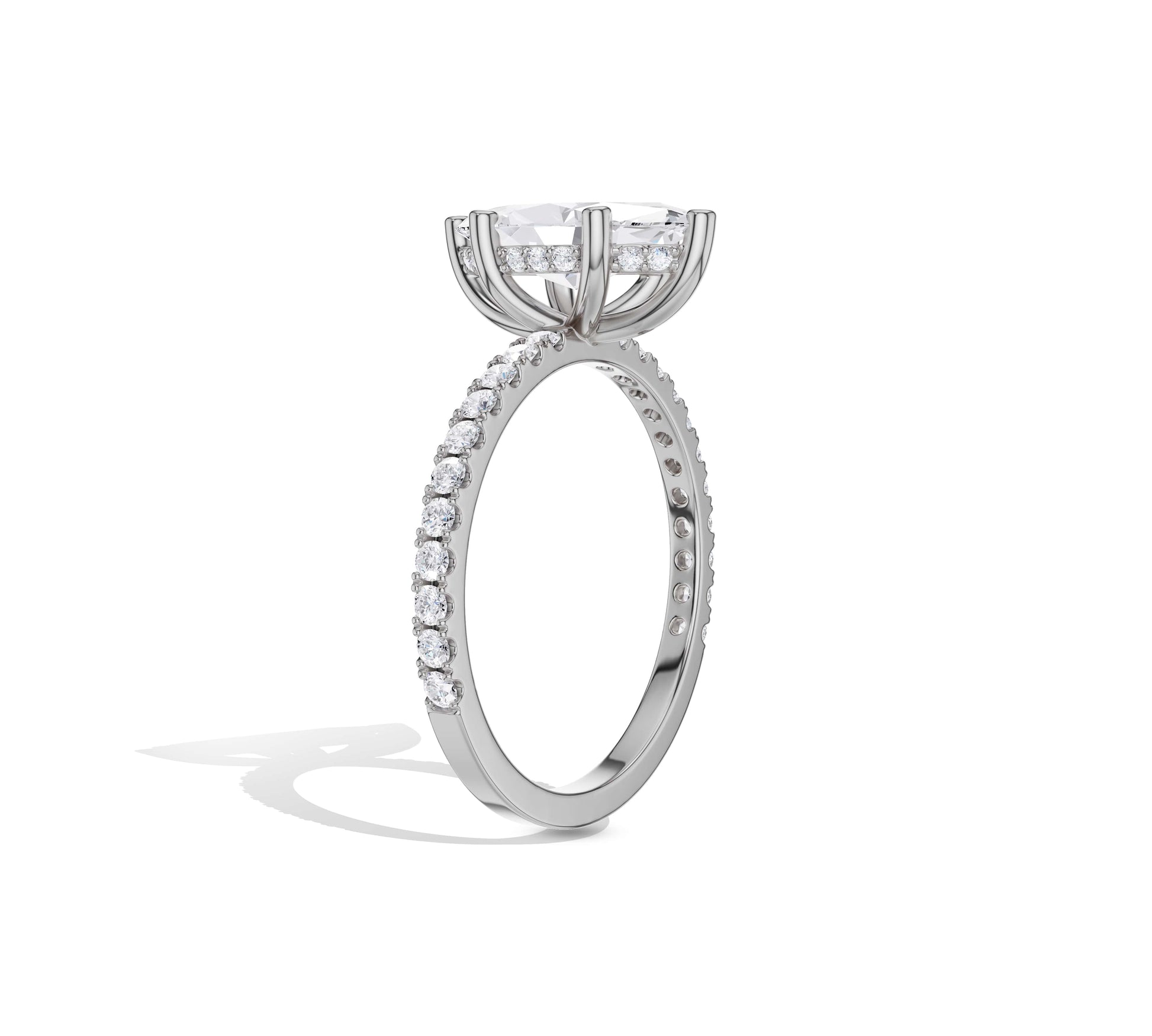 White gold hidden halo marquise engagement ring