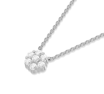 Fine jewelry necklace with flower diamond arrangement