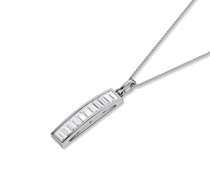 Modern jewelry piece featuring baguette step cuts