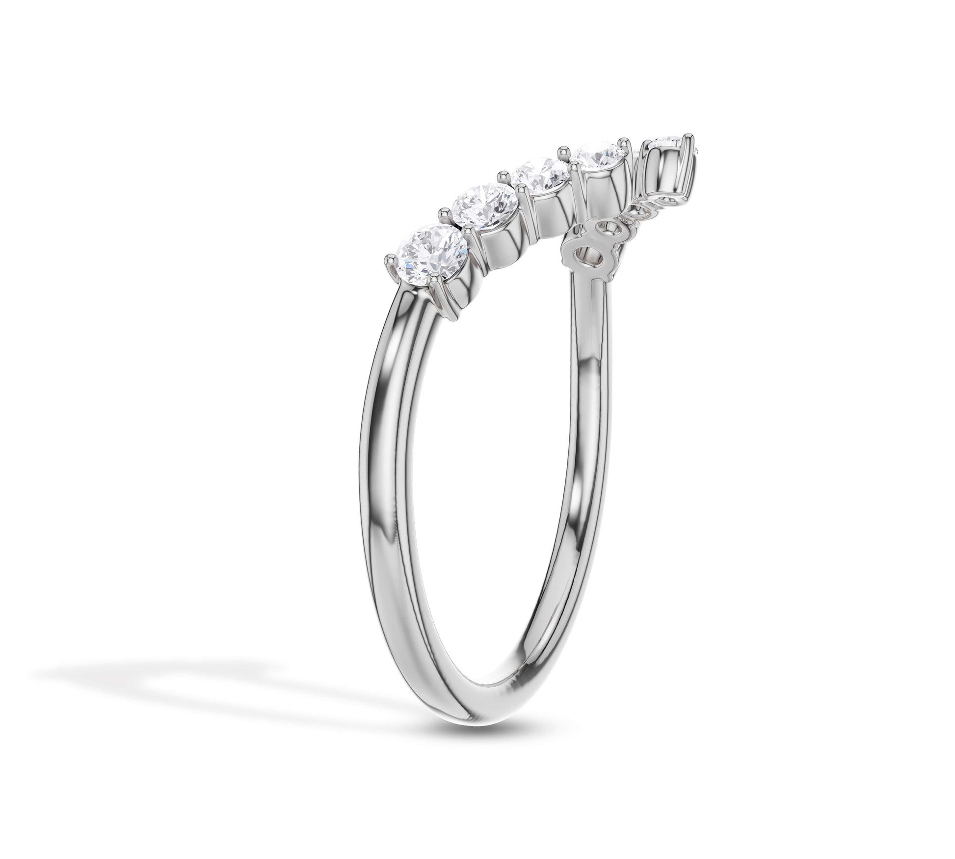 white gold curved wedding band 