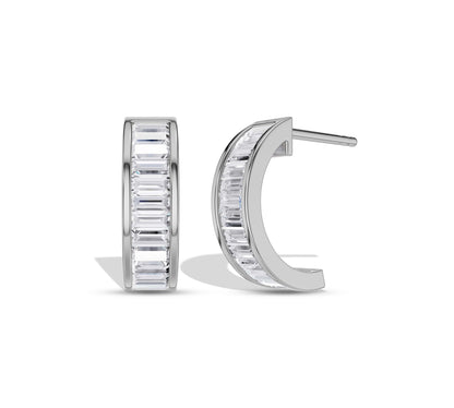 baguette diamond hoop earrings