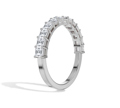 asscher cut wedding band in white gold
