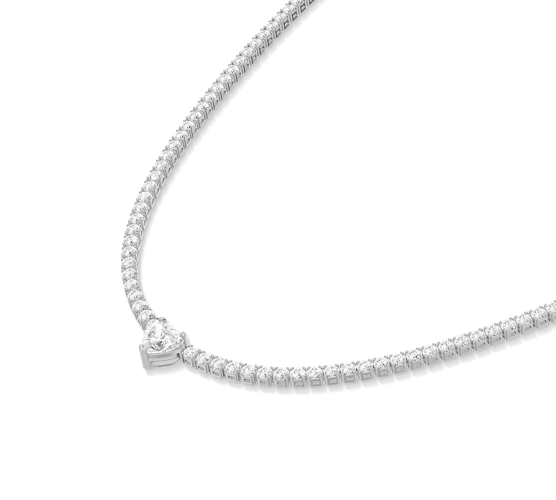 heart solitaire tennis necklace diamond