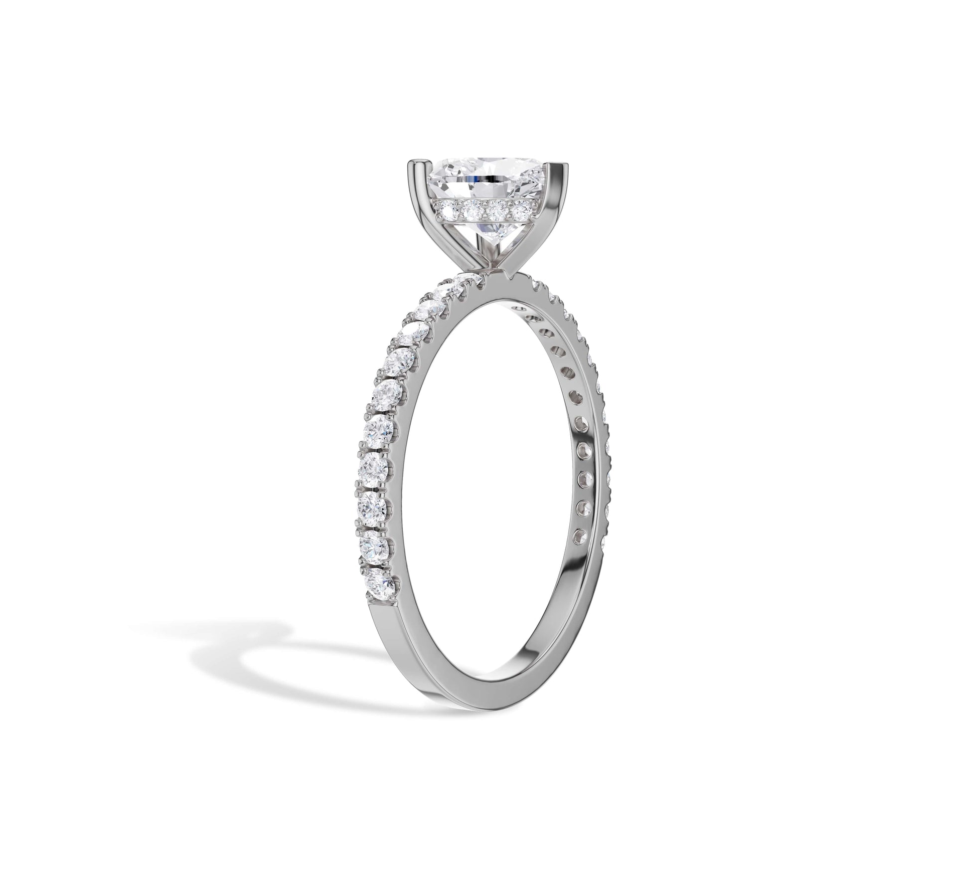 White gold solitaire ring with heart lab diamond