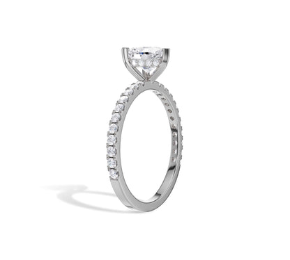 White gold solitaire ring with heart lab diamond