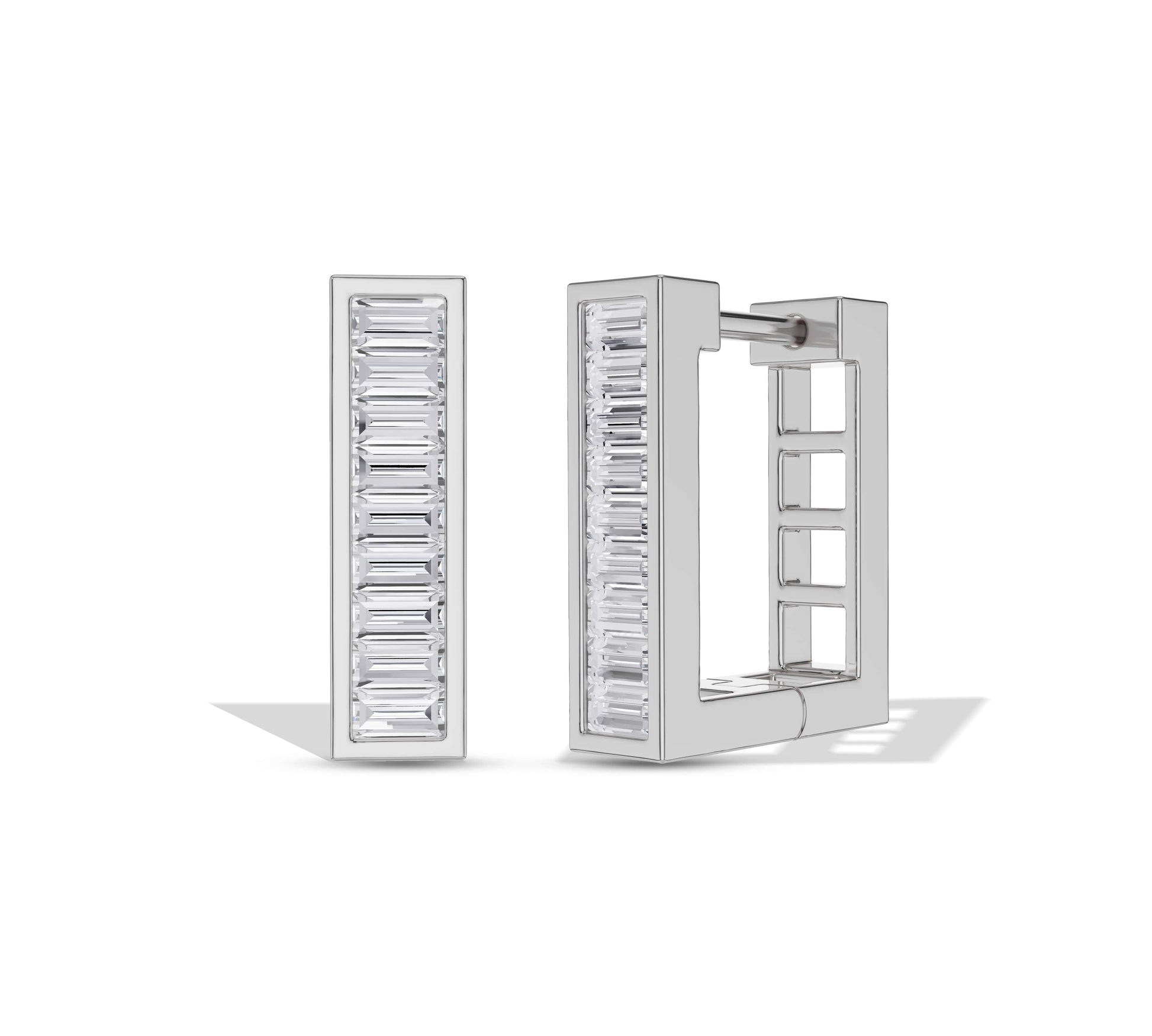 white gold huggie earrings