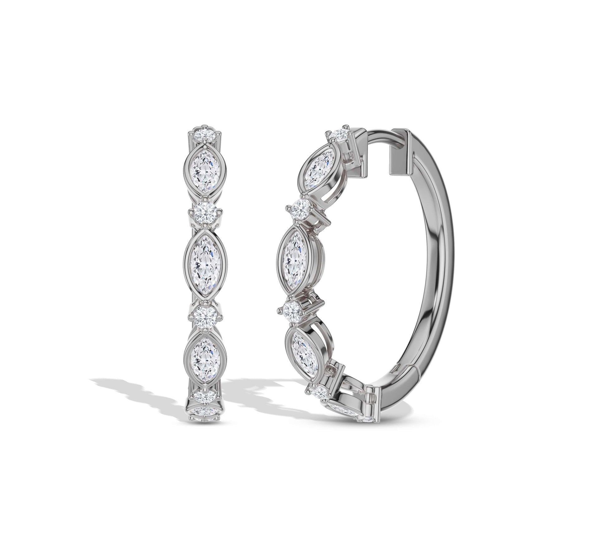 gold and diamond hoop earrings​