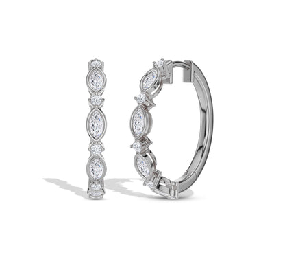 gold and diamond hoop earrings​