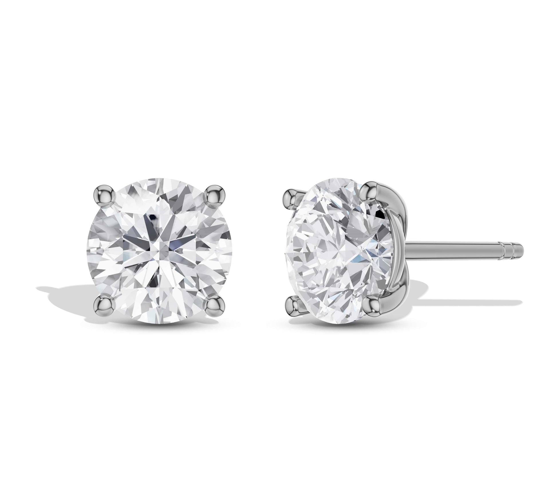 White background diamond studs in white gold