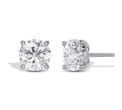 White background diamond studs in white gold