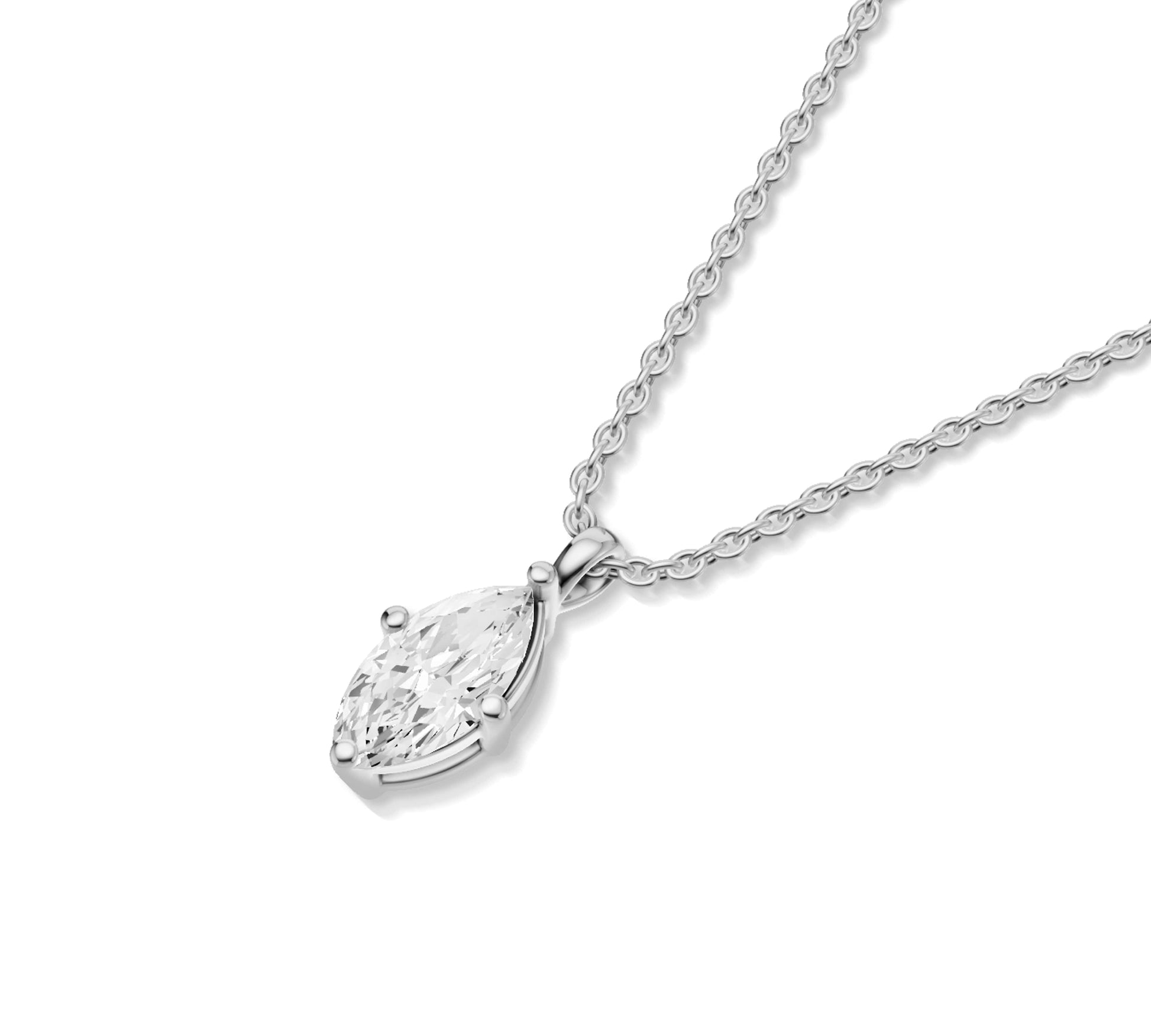 14k white gold solitaire diamond necklace​