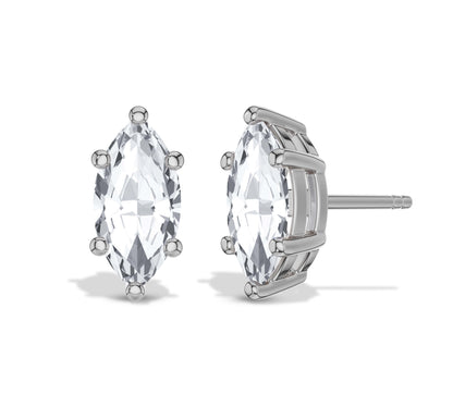 Marquise Diamond Stud Earrings Six Prong