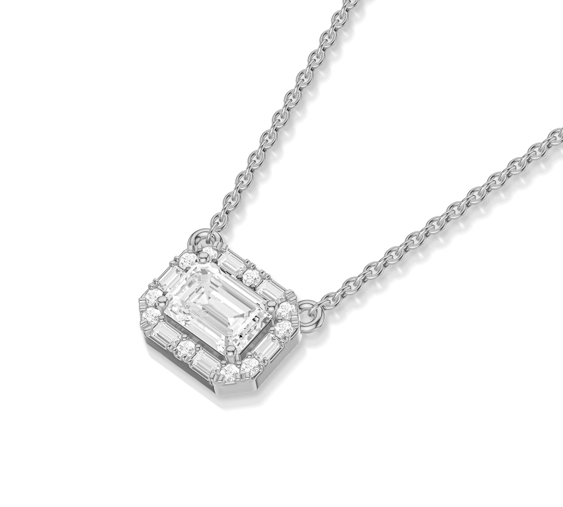 Emerald-cut diamond necklace with Art Deco feel
