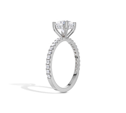 Brilliant round cut lab diamond ring in white gold