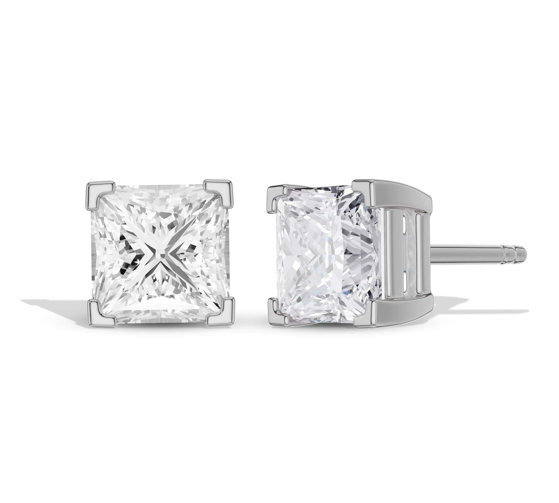 Bold square shape diamond earrings