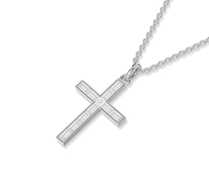 Baguette Diamond Cross Necklace