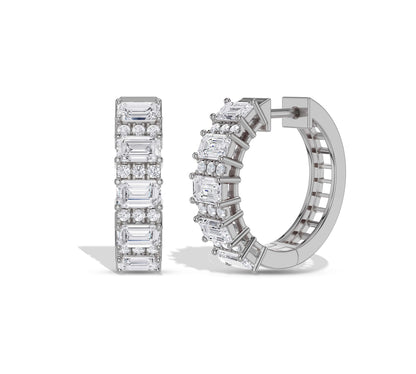 Round and Emerald Hoops