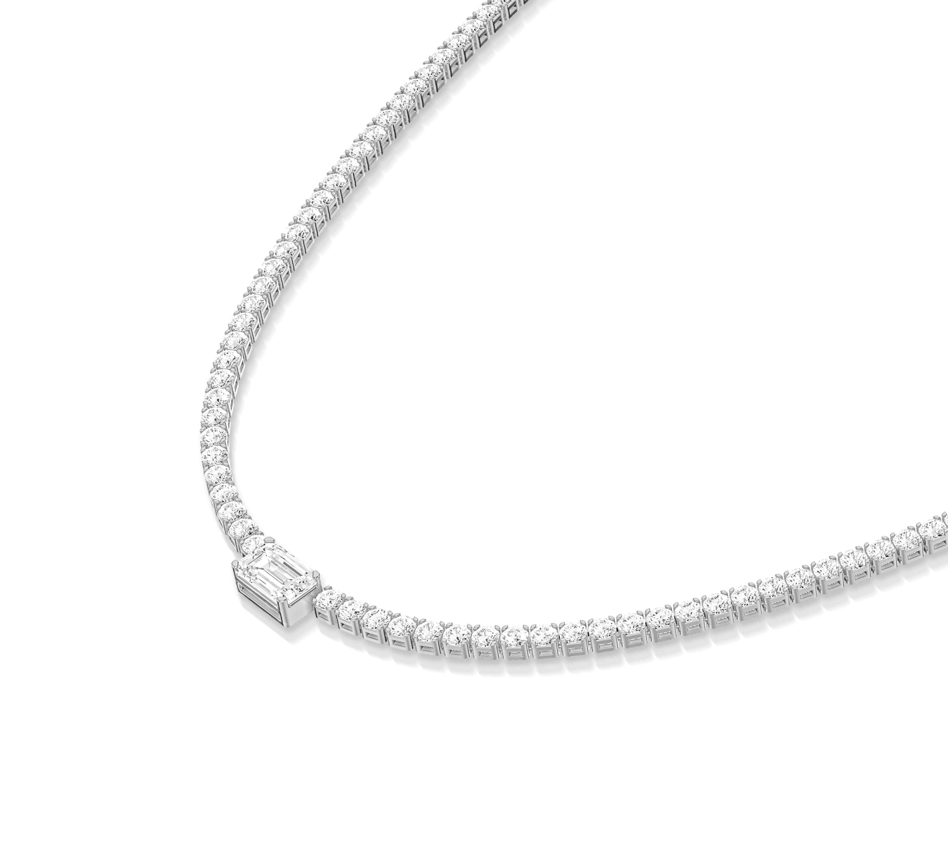 Diamond-studded gold necklace with center stone