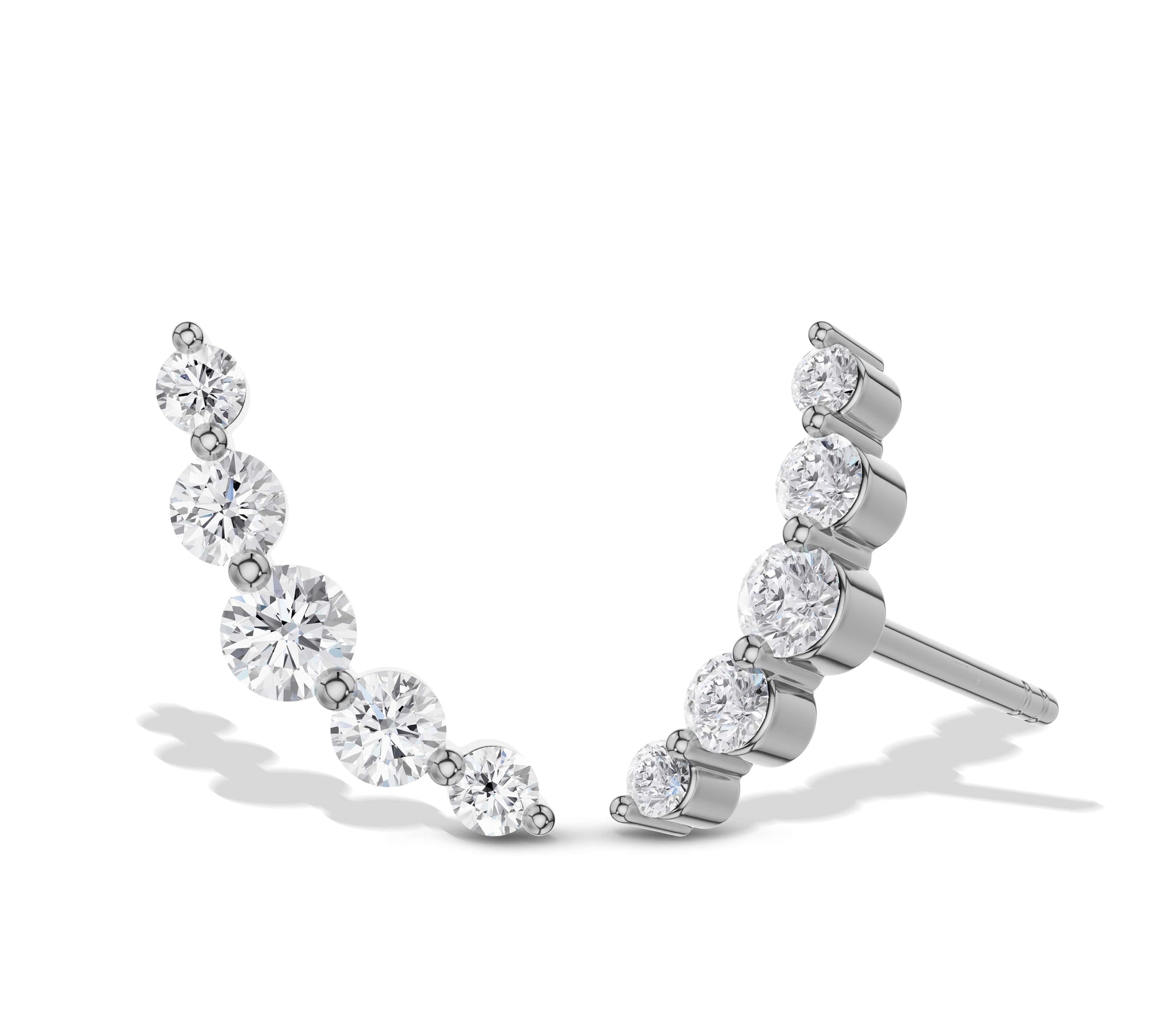 Trendy white gold diamond crawler earrings