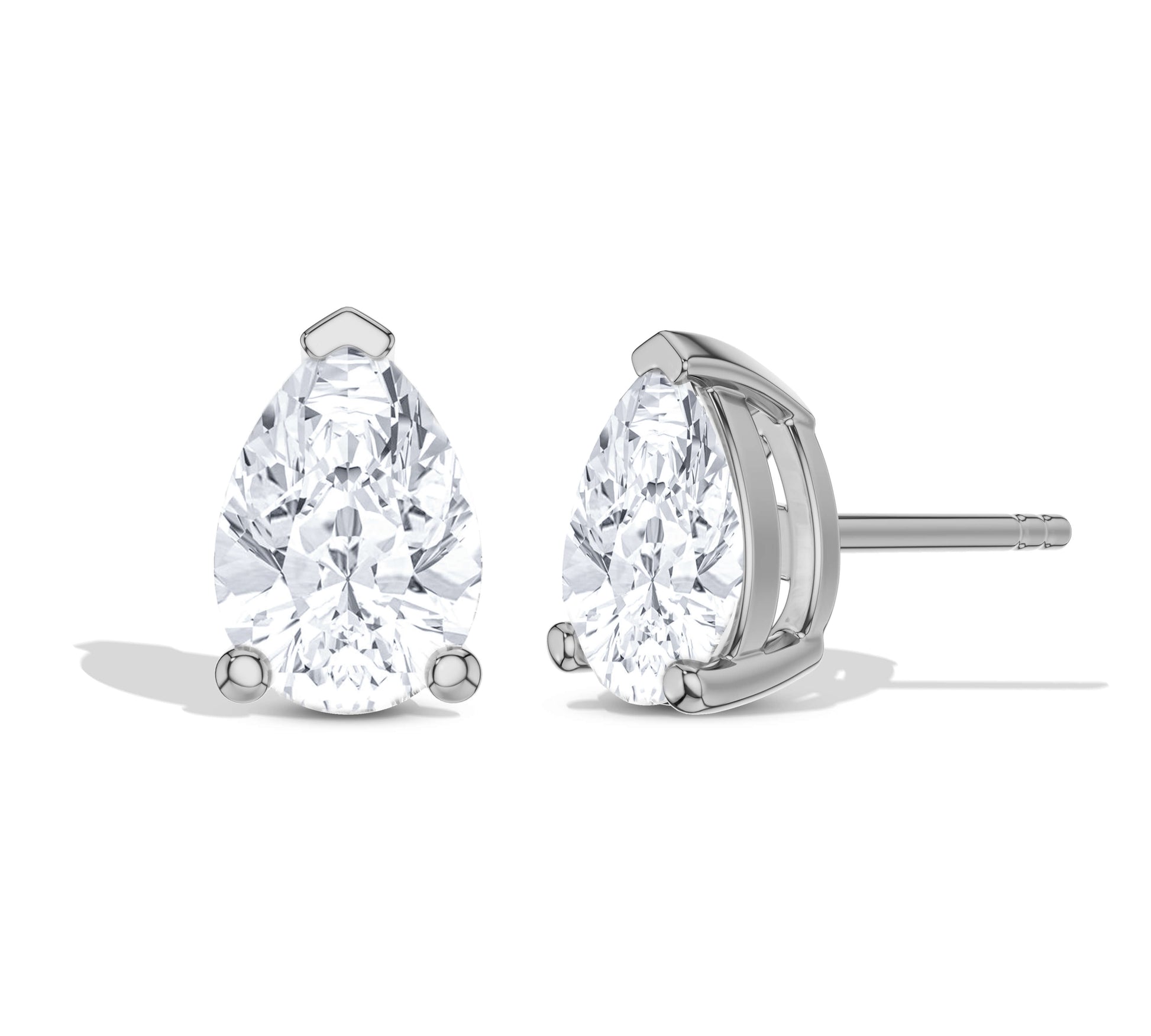 Pear solitaire diamond studs