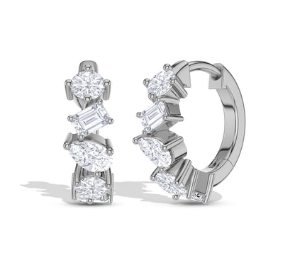 Close-up of multi-shaped diamond hoop design