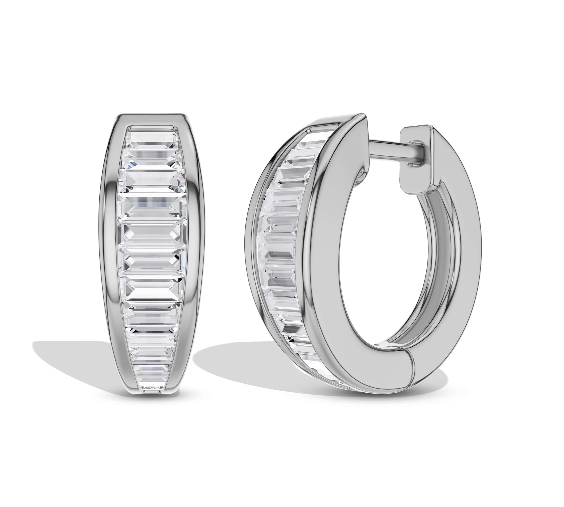 White gold diamond hoop earrings