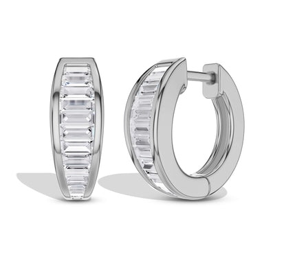 White gold diamond hoop earrings