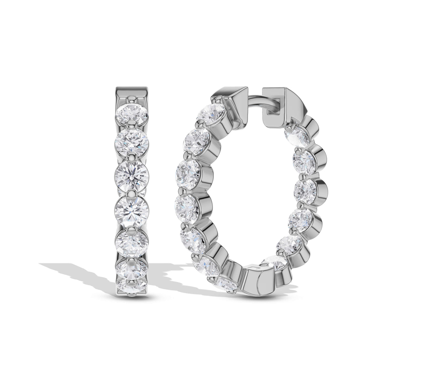 14k gold round moissanite hoop earrings