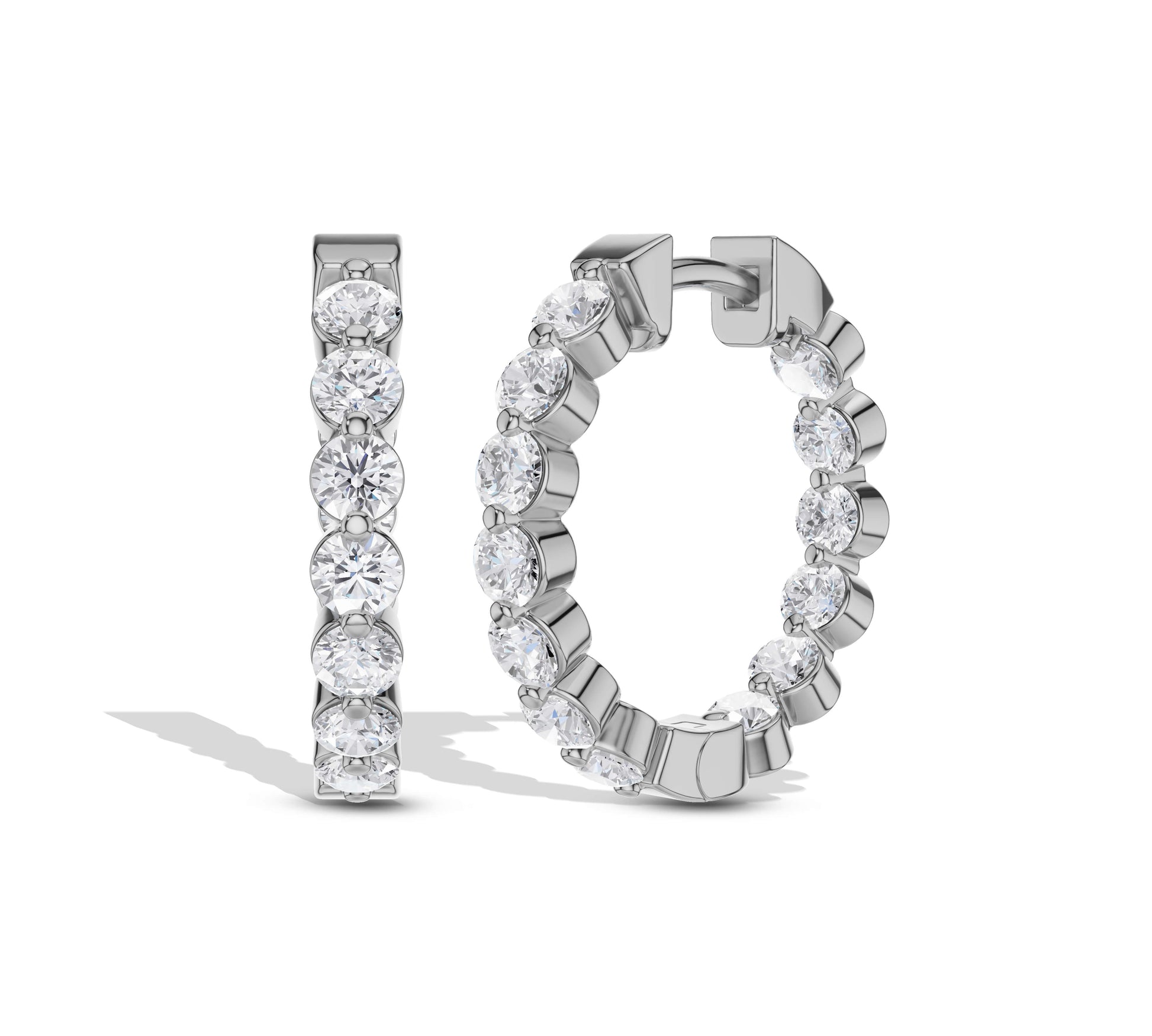 14k gold round moissanite hoop earrings