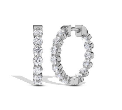 14k gold round moissanite hoop earrings