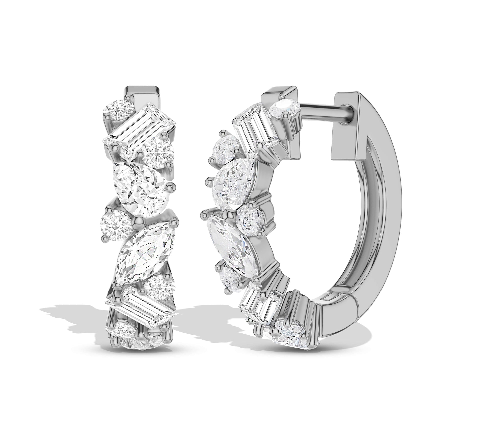 Luxe gold earrings with multi-shape diamonds