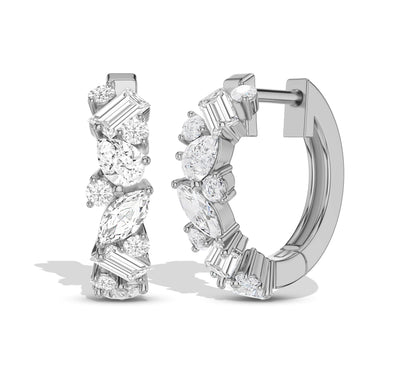Luxe gold earrings with multi-shape diamonds