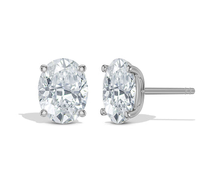 Elegant oval diamond ear studs