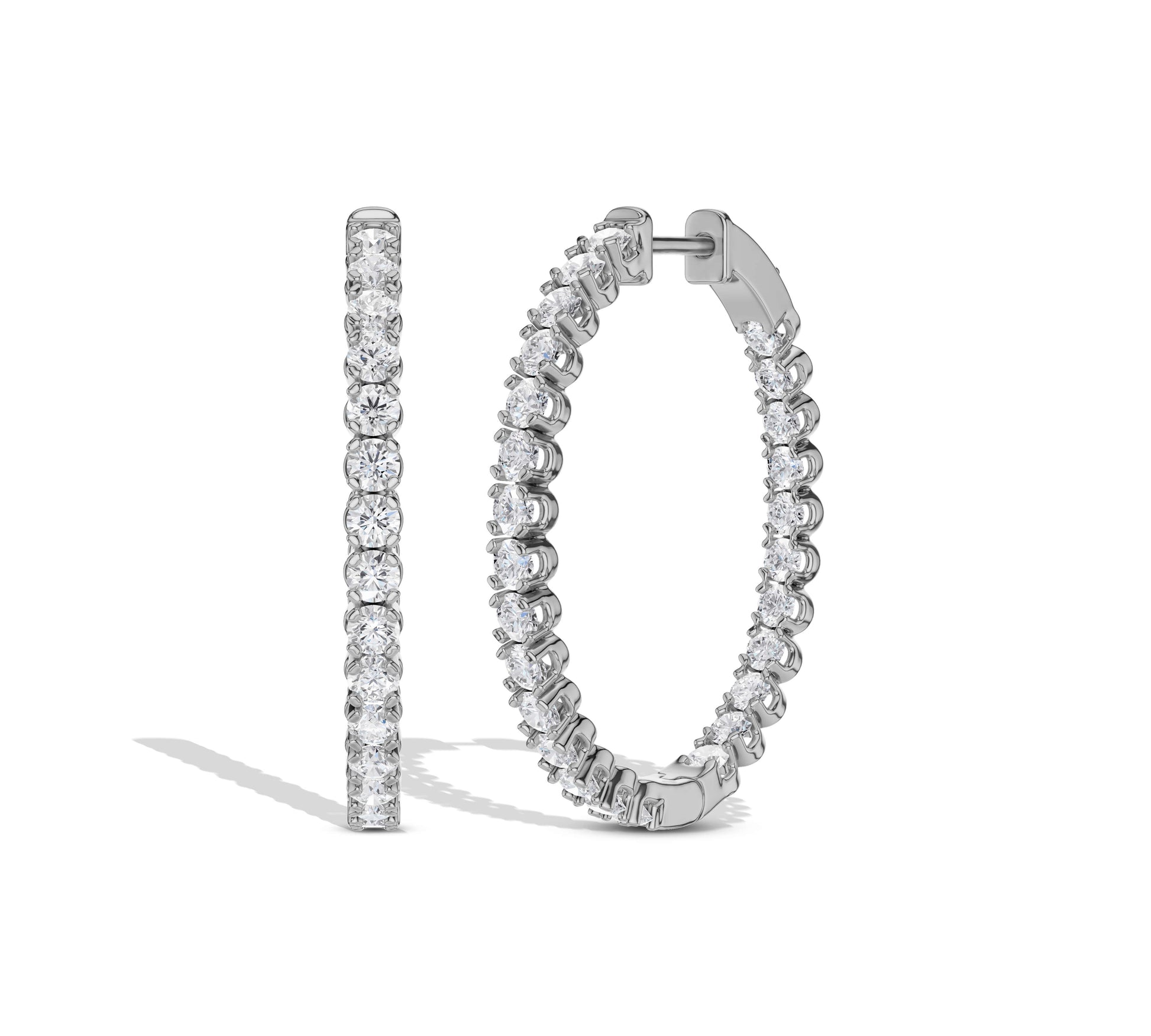 Lightweight diamond hoop earrings in gold
