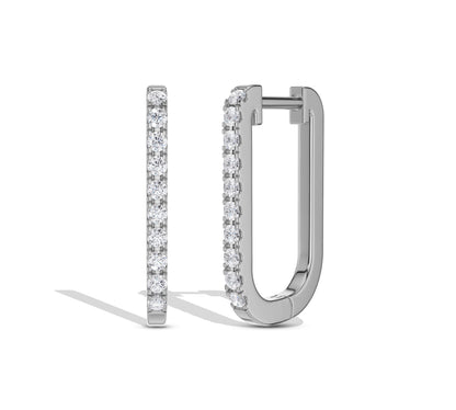 Modern thin gold earrings with sparkling moissanite
