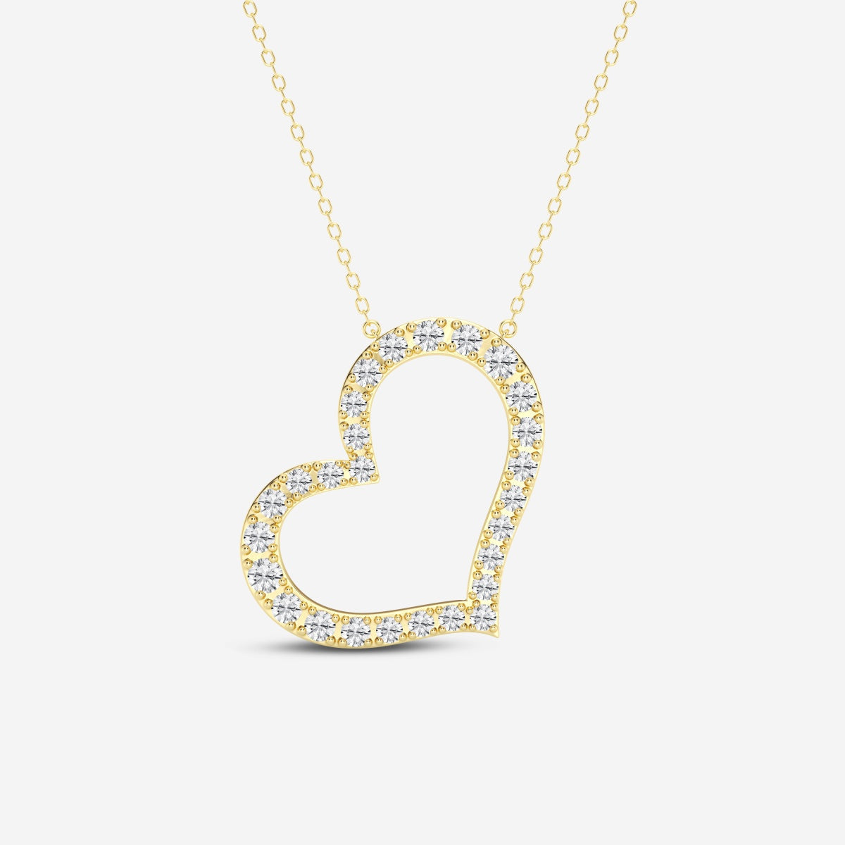 Round Cut Diamond Heart Shape Fashion Pendant