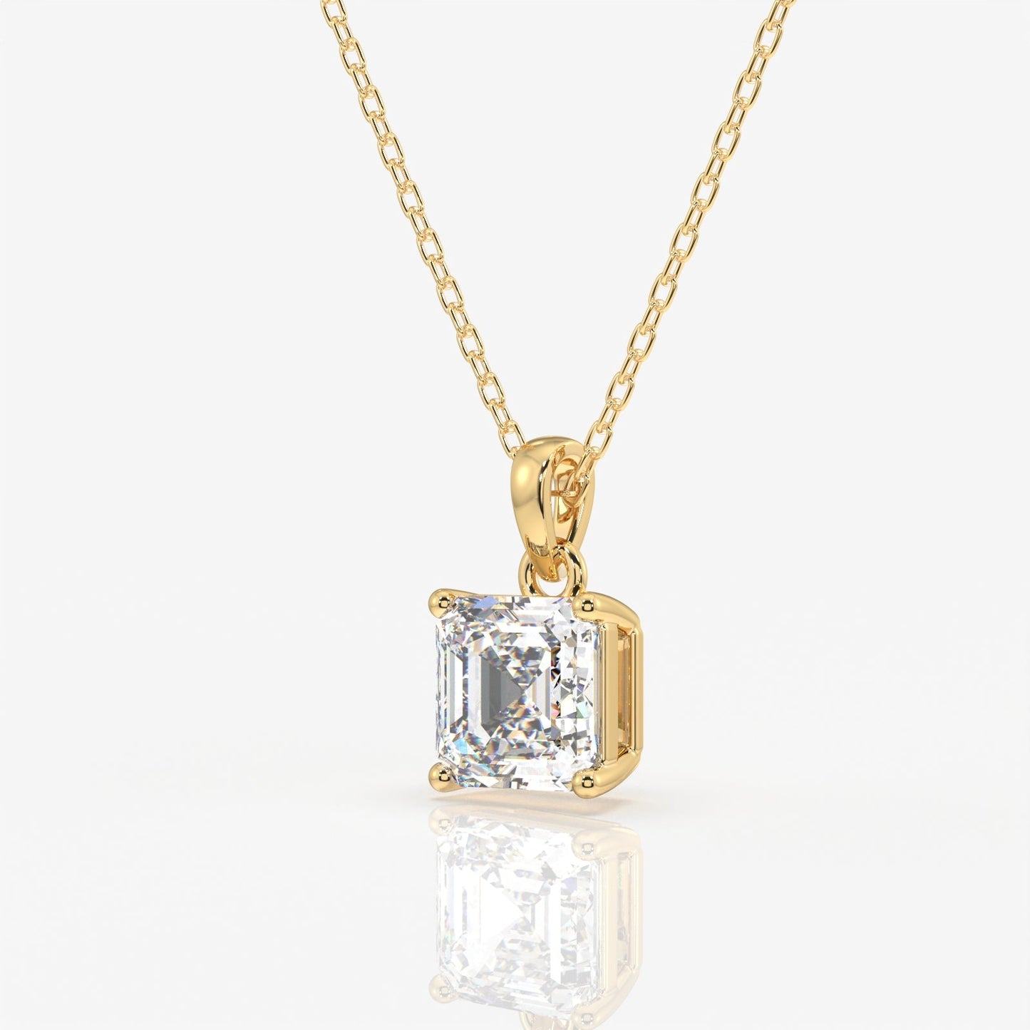 Solitaire Asscher Cut Diamond Pendant