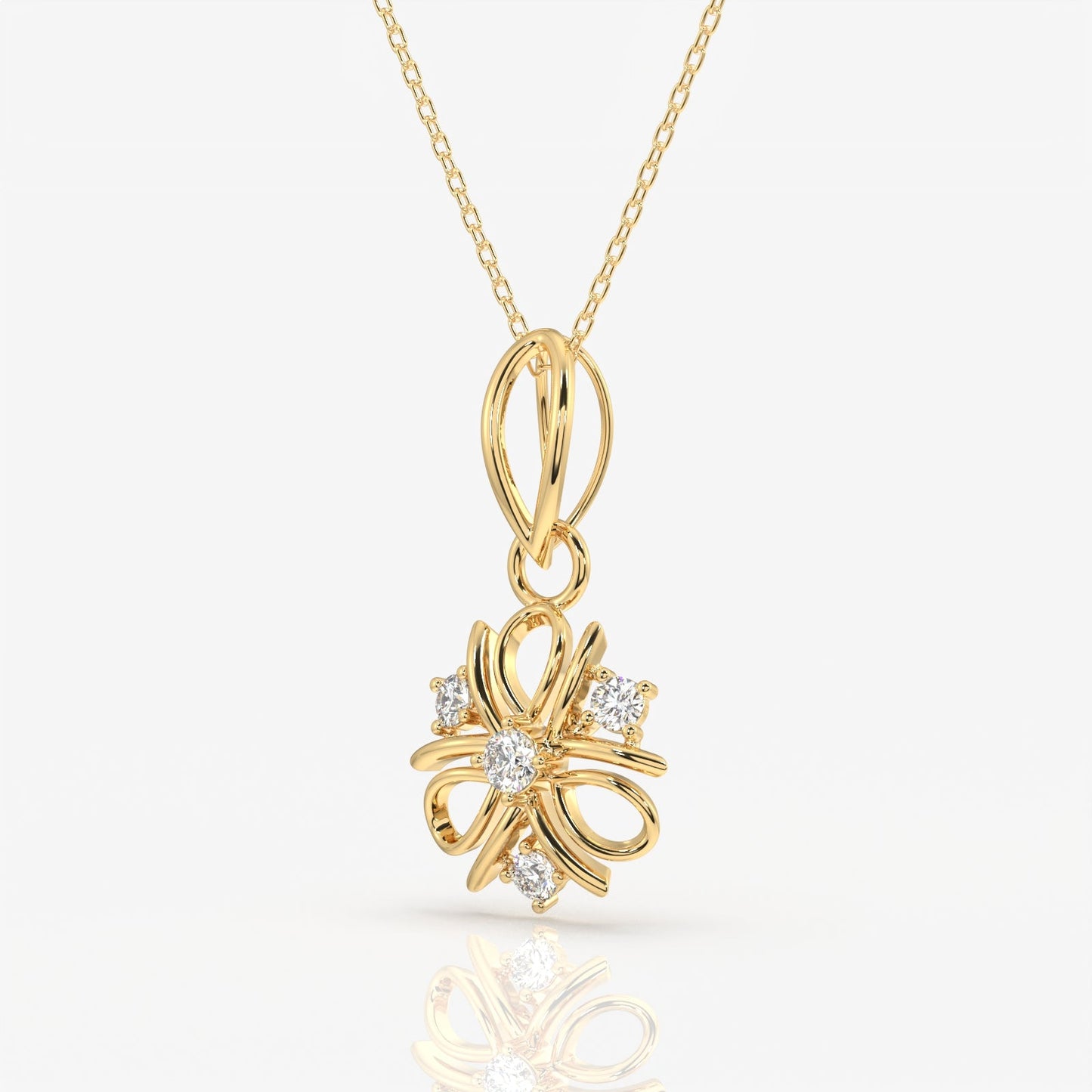 Luxurious diamond flower pendant, Embellished with round diamonds