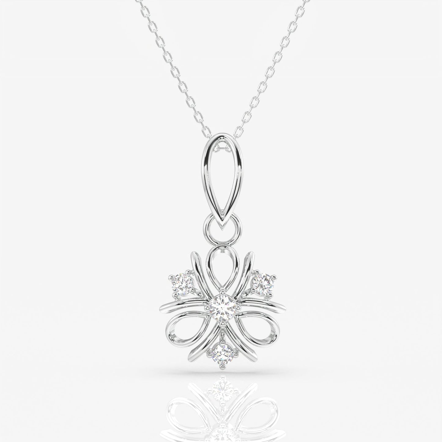 Luxurious diamond flower pendant, Embellished with round diamonds