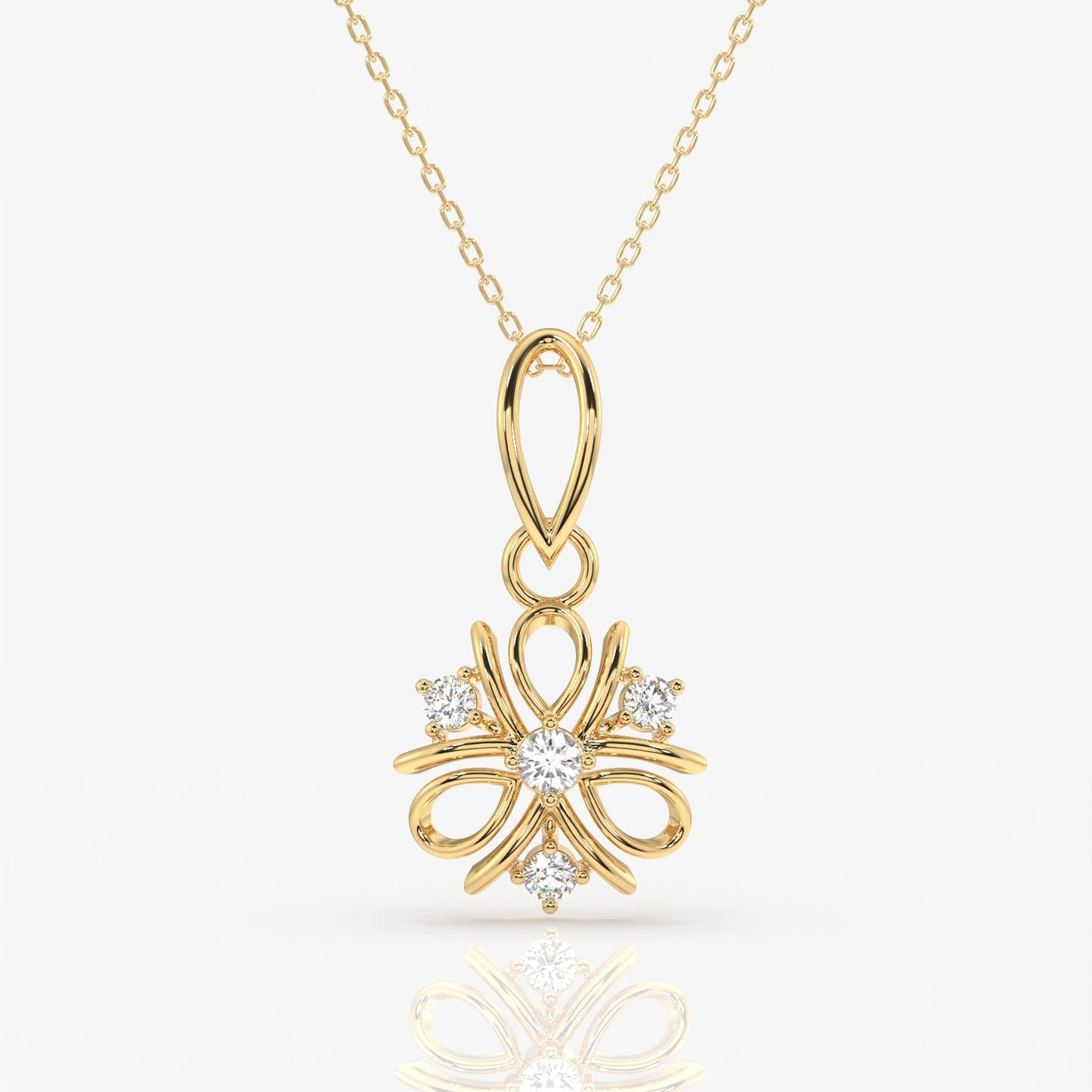 Luxurious diamond flower pendant, Embellished with round diamonds