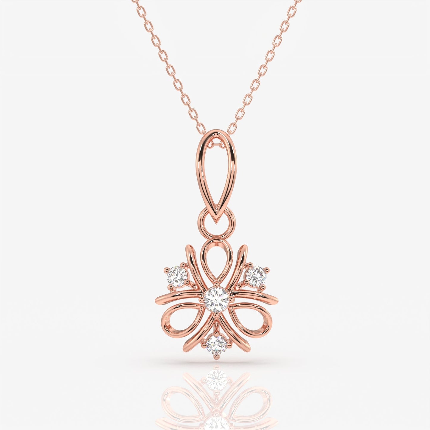 Luxurious diamond flower pendant, Embellished with round diamonds