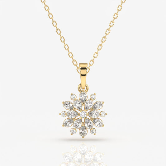 Round Cut Diamond Petal Essence Fashion Pendant