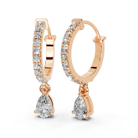 Teardrop Diamond Hoop Earrings