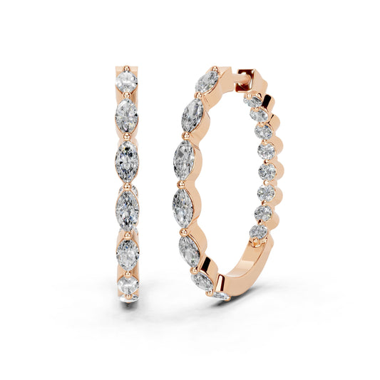 Marquise inside out Diamond Hoop Earrings