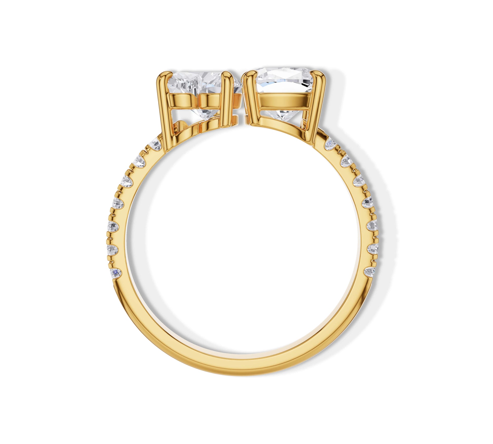 14k solid gold toi et moi moissanite ring