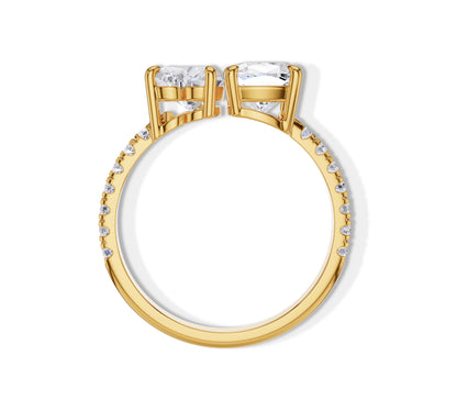 14k solid gold toi et moi moissanite ring