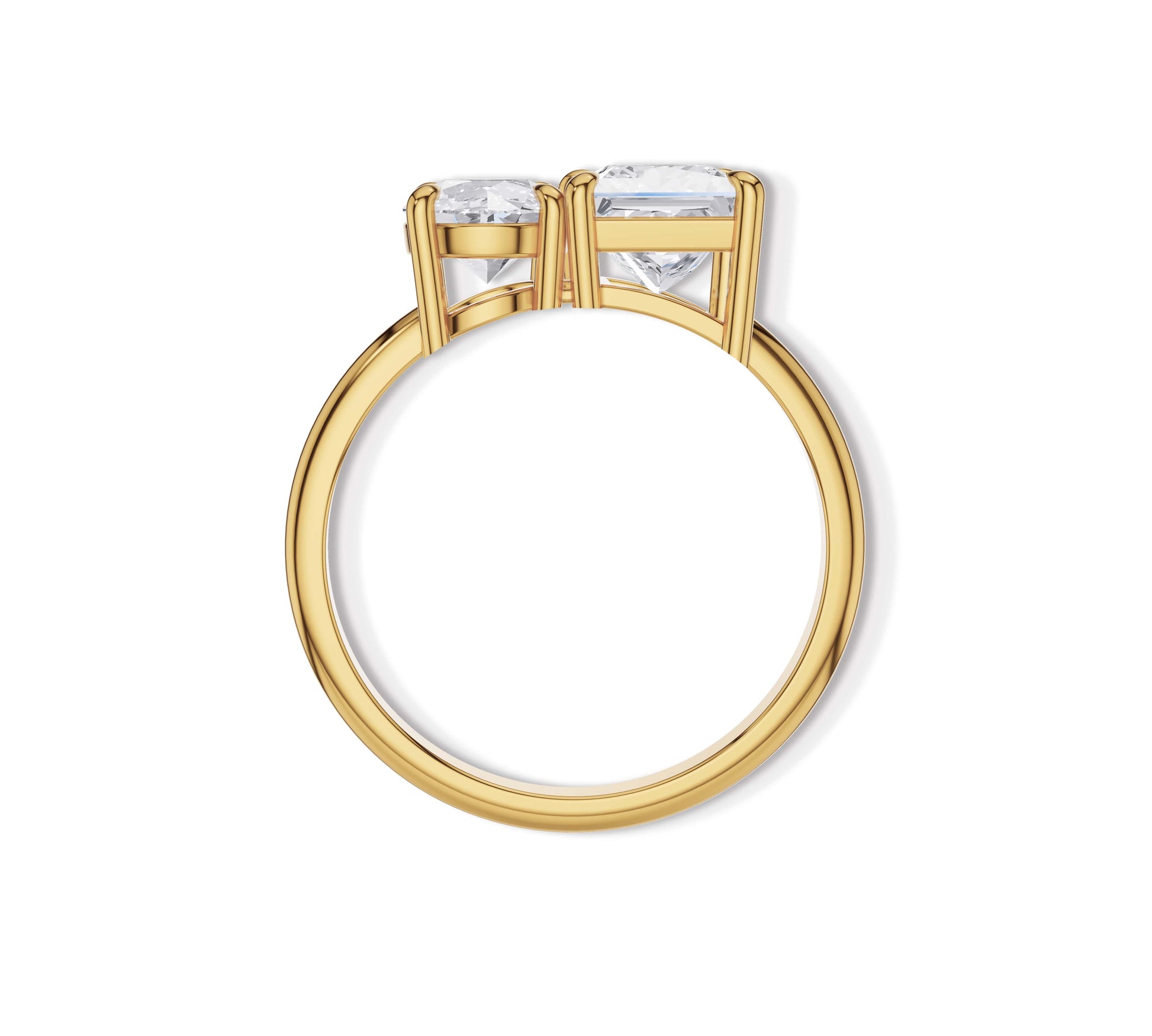 Princess and round diamond fusion ring